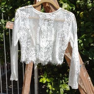 NWT Meaneor Sheer Lace Crop Bodice L